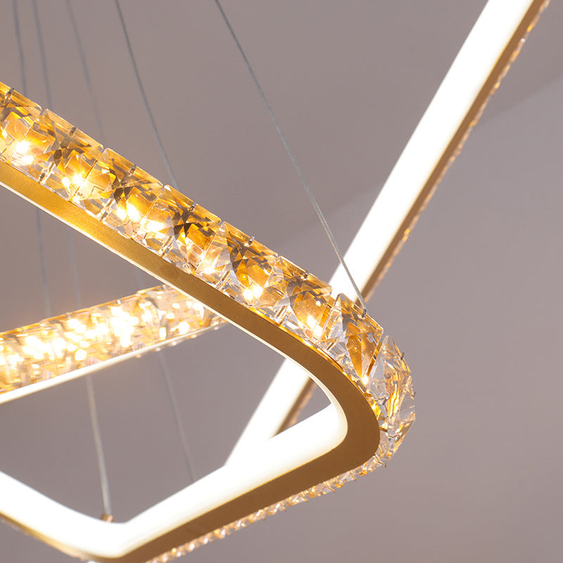 Modernism 3-Tier Gold Chandelier with Clear Crystal LED Pendant - Restaurant Lighting in 3 Colors