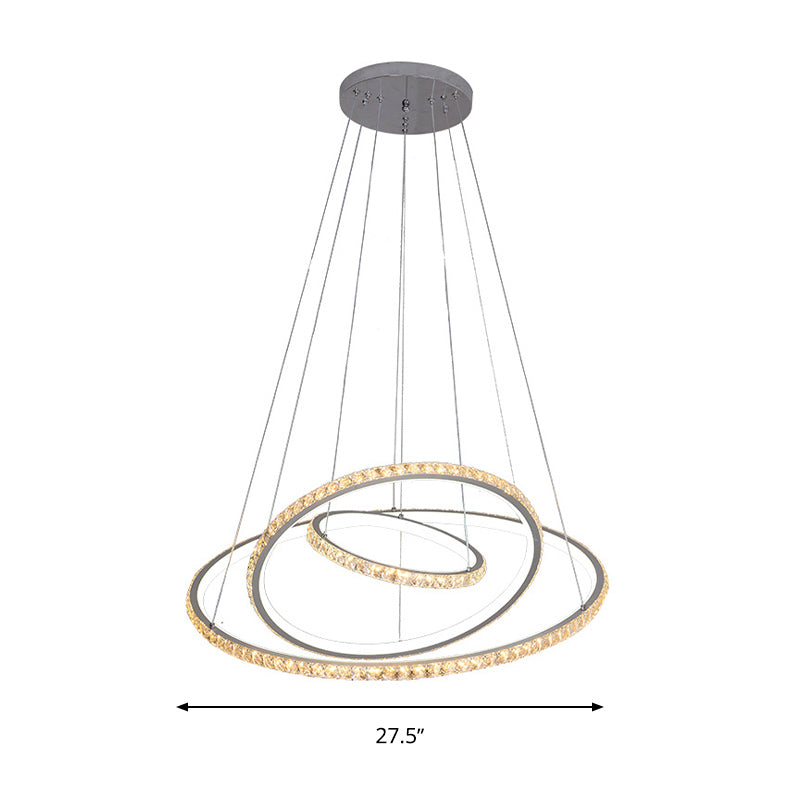 Modern Crystal LED Gold 3-Tier Chandelier Light Fixture with Dual Color Options