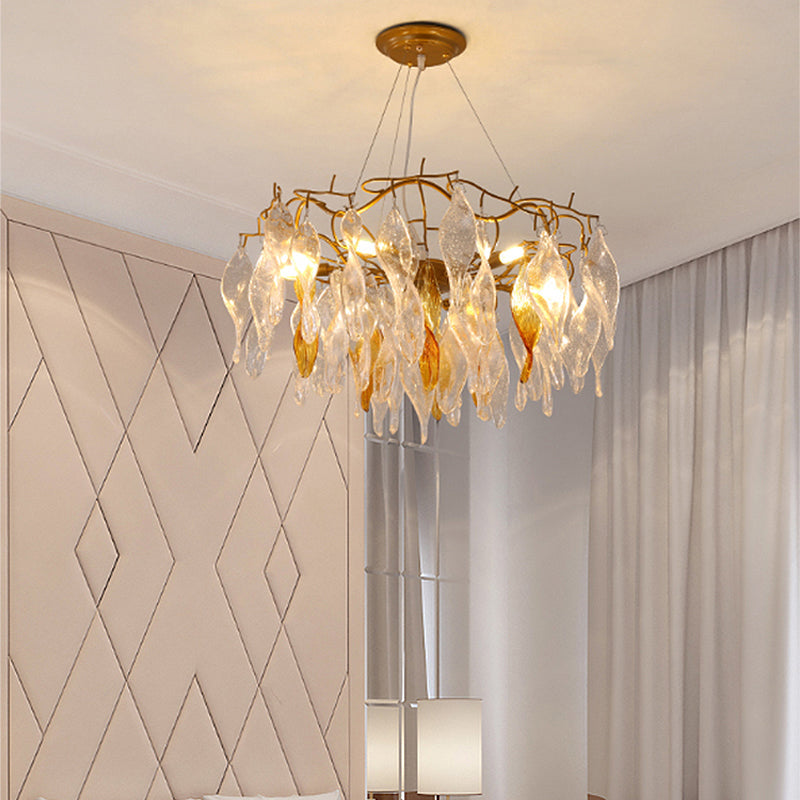 Lustre moderne en spirale à LED doré - 6 lumières - Suspension de salle à manger