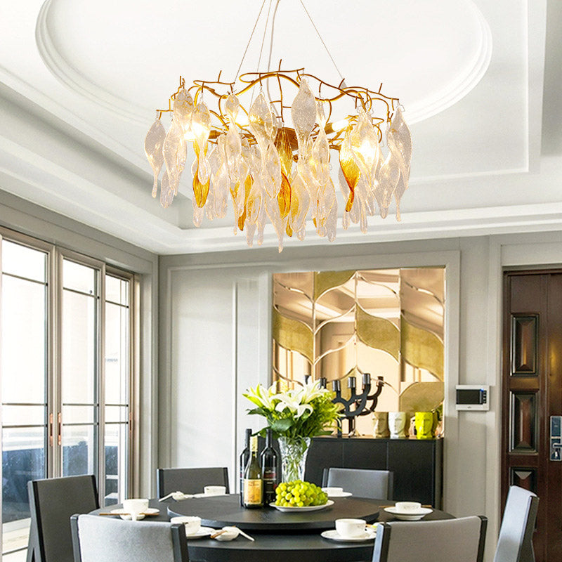 Lustre moderne en spirale à LED doré - 6 lumières - Suspension de salle à manger