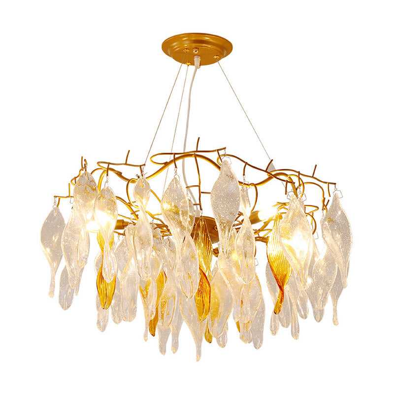 Lustre moderne en spirale à LED doré - 6 lumières - Suspension de salle à manger
