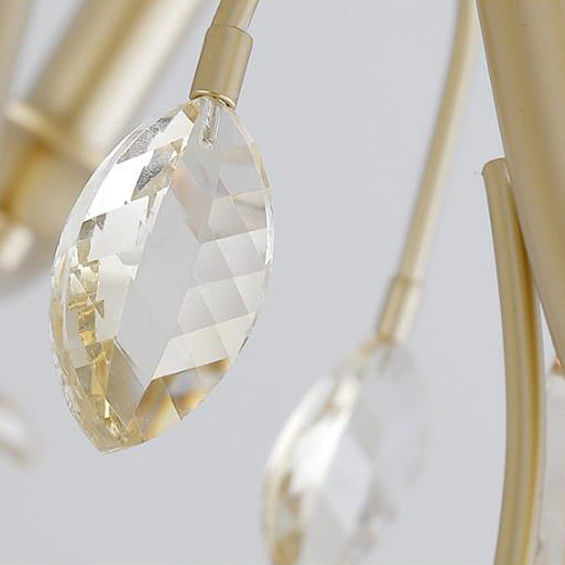 Modern Crystal Pendant Chandelier - Brass Hanging Light with Candle Bulbs, 22"/27.5"/31.5" W