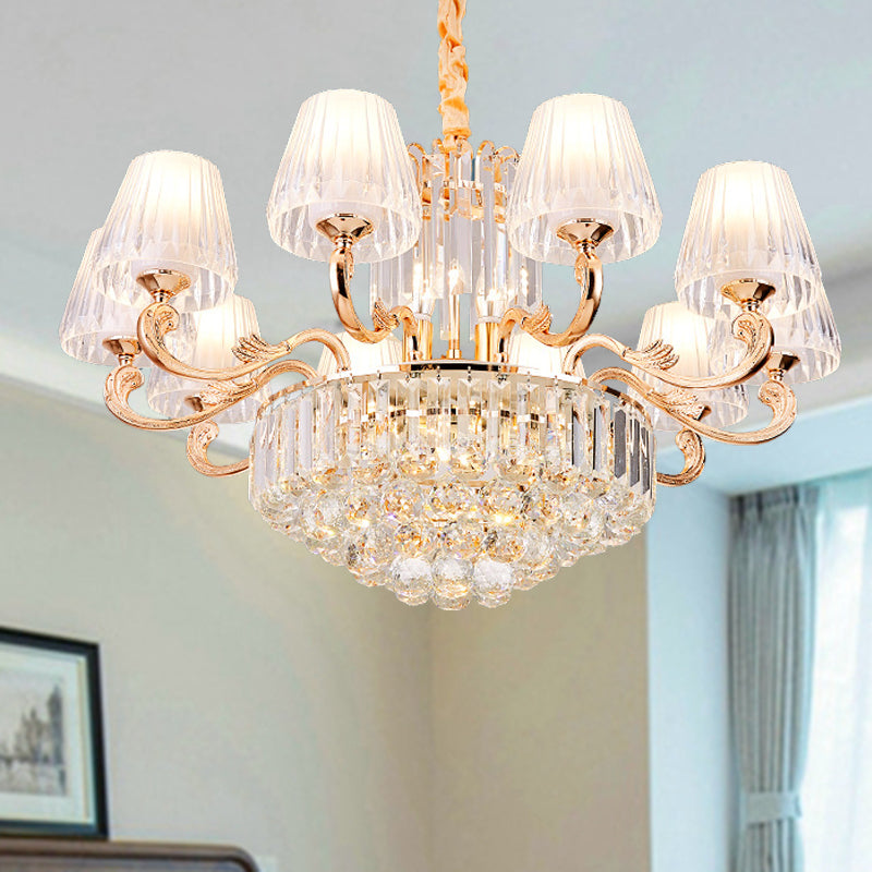 Postmodern Empire Shaped Crystal Rod Pendant Chandelier - 6/8/10 Heads Gold Suspension Light