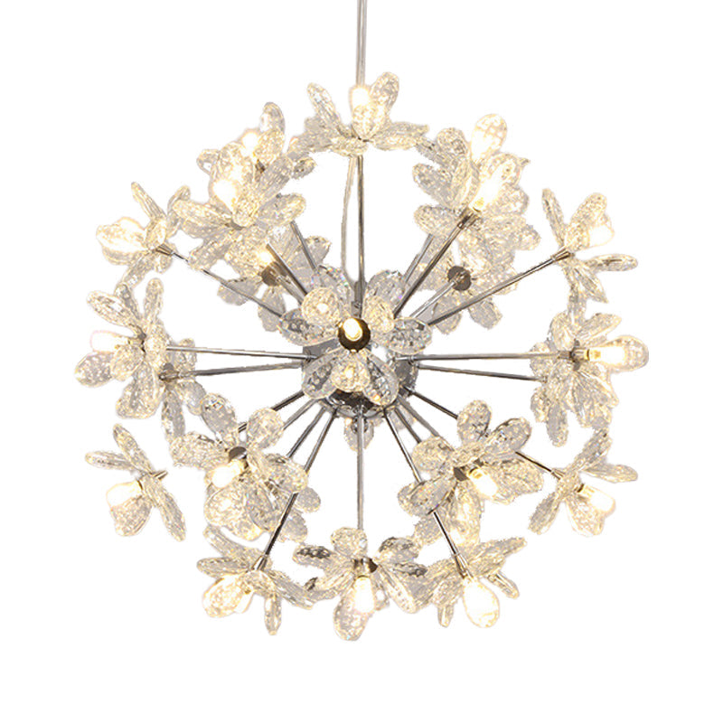 Plafonnier contemporain en cristal en forme d'étoile - Lustre suspendu en chrome/doré - Multi-têtes - Différentes options de largeur
