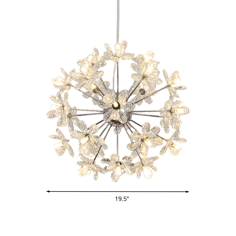 Plafonnier contemporain en cristal en forme d'étoile - Lustre suspendu en chrome/doré - Multi-têtes - Différentes options de largeur