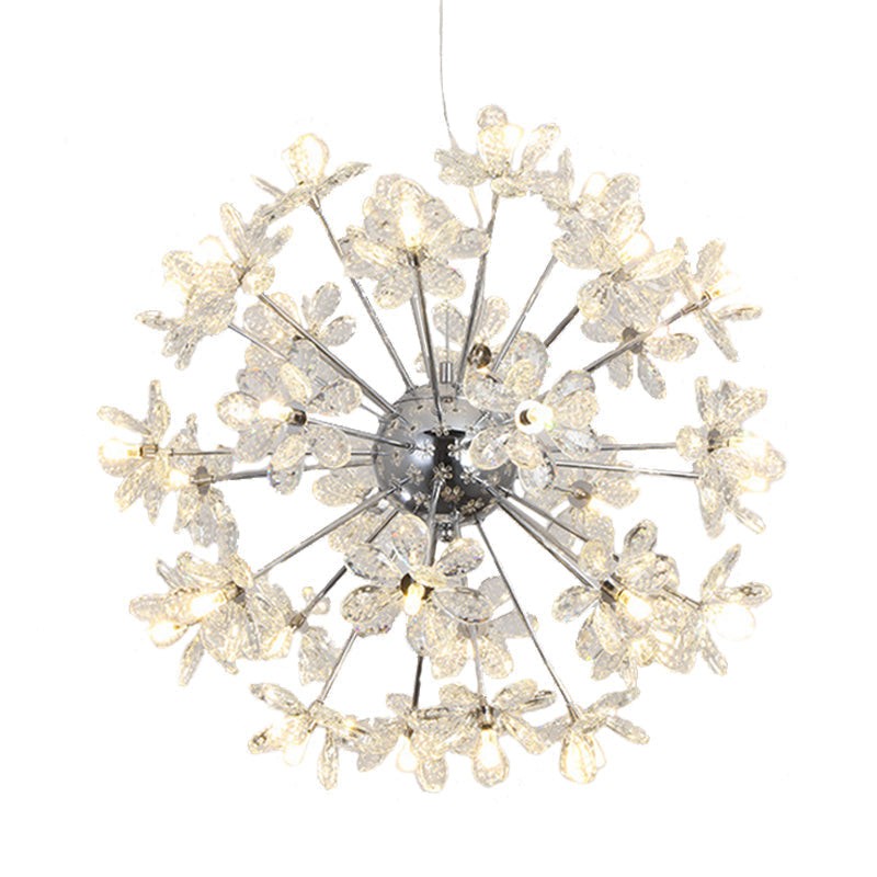 Plafonnier contemporain en cristal en forme d'étoile - Lustre suspendu en chrome/doré - Multi-têtes - Différentes options de largeur
