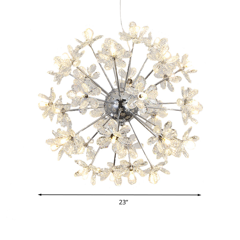 Plafonnier contemporain en cristal en forme d'étoile - Lustre suspendu en chrome/doré - Multi-têtes - Différentes options de largeur