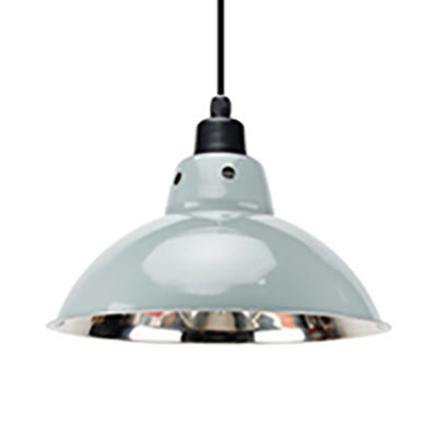 Plafonnier industriel en acier inoxydable de type dôme - Largeur de 13"/16,5", 1 tête, noir/gris