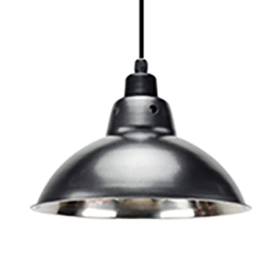 Plafonnier industriel en acier inoxydable de type dôme - Largeur de 13"/16,5", 1 tête, noir/gris