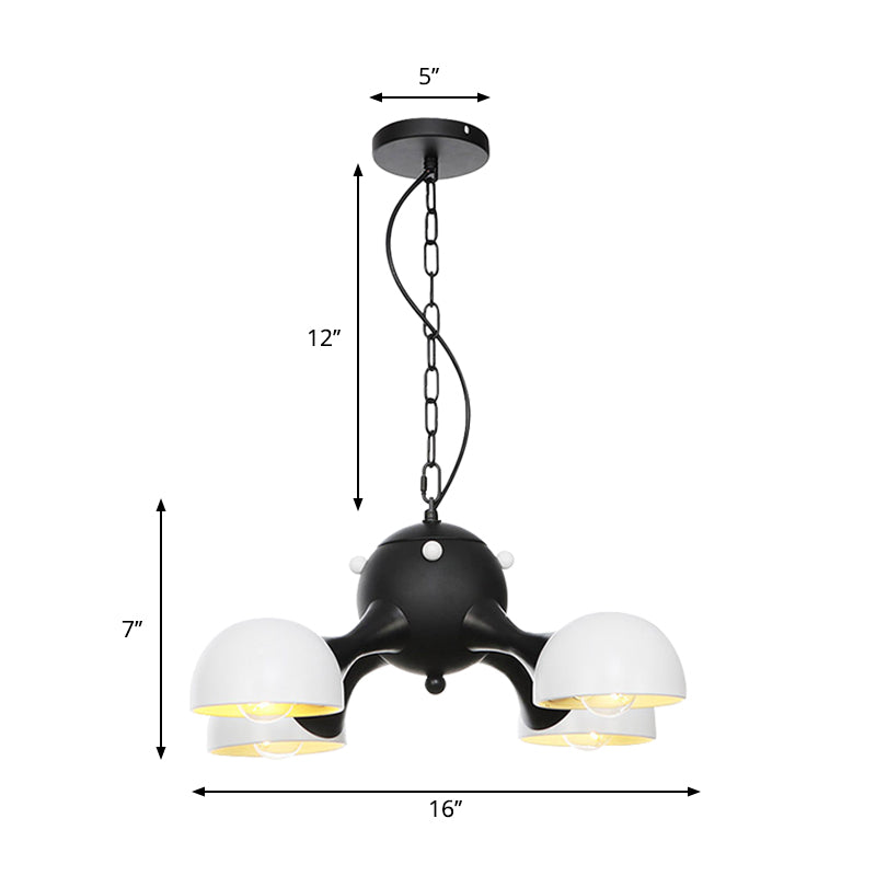 Industrial Dome Hanging Light Fixture - Metallic 3/4/5 Heads Chandelier Lamp for Living Room - Black/Chrome Finish