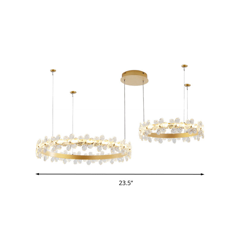 Gold Modernist Crystal LED Chandelier for Living Room Ceiling