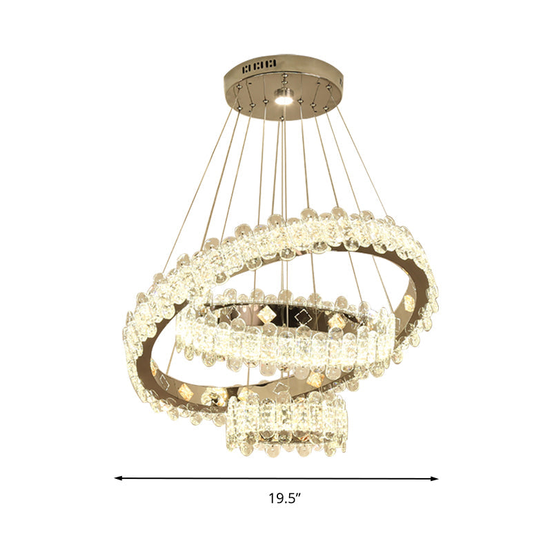 Modernist LED Crystal Chandelier - Nickel Finish, Circular Design