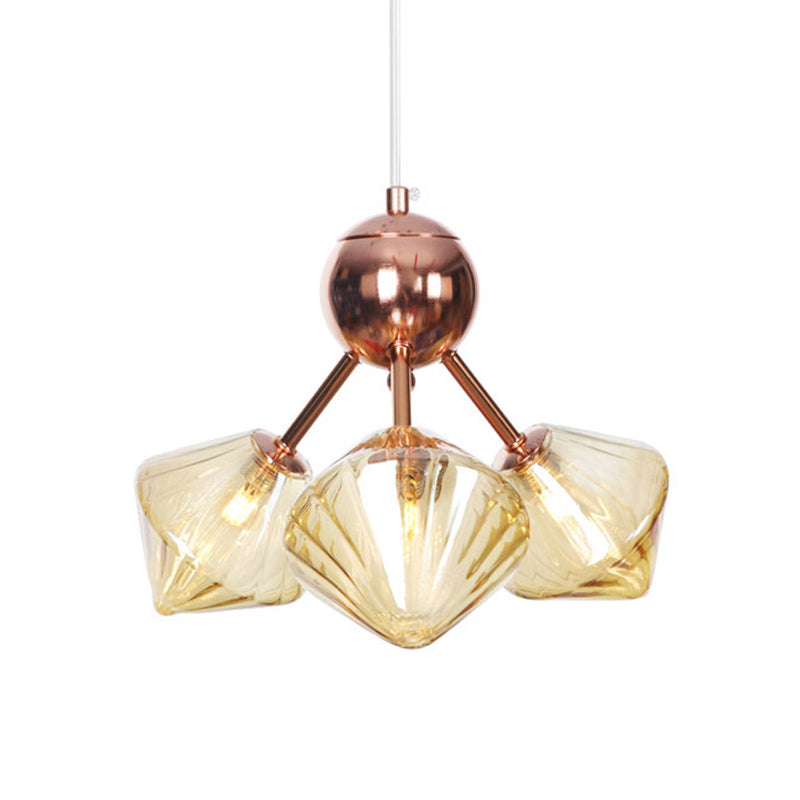 Lustre en diamant de style campagnard : verre ambré/transparent, plusieurs options d'éclairage, 13"/27,5"/34" de large