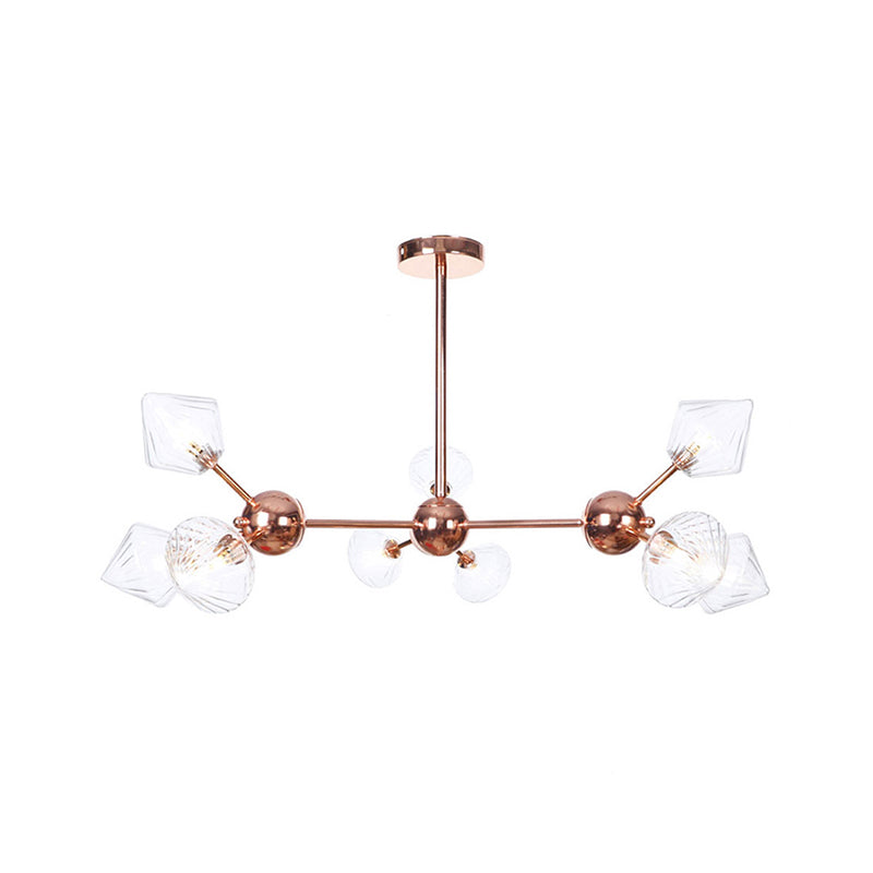 Lustre en diamant de style campagnard : verre ambré/transparent, plusieurs options d'éclairage, 13"/27,5"/34" de large
