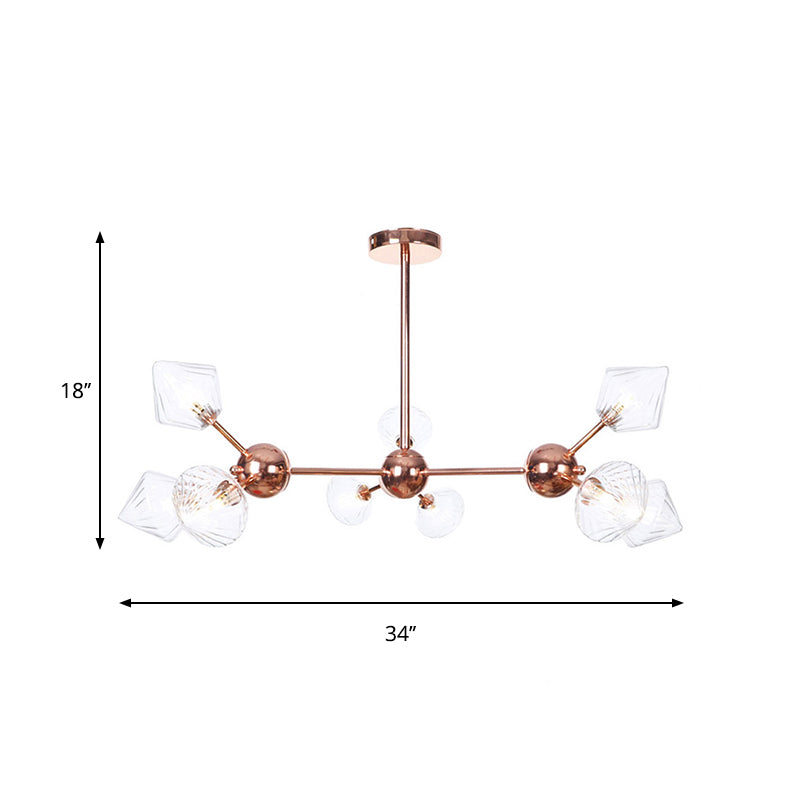 Lustre en diamant de style campagnard : verre ambré/transparent, plusieurs options d'éclairage, 13"/27,5"/34" de large