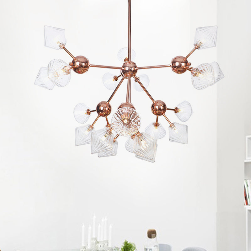 Lustre en diamant de style campagnard : verre ambré/transparent, plusieurs options d'éclairage, 13"/27,5"/34" de large