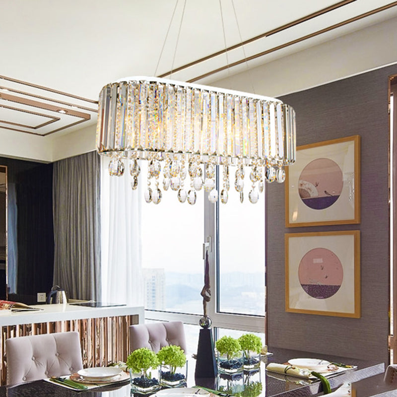 Contemporary 6-Head Living Room Chandelier with Crystal Shade