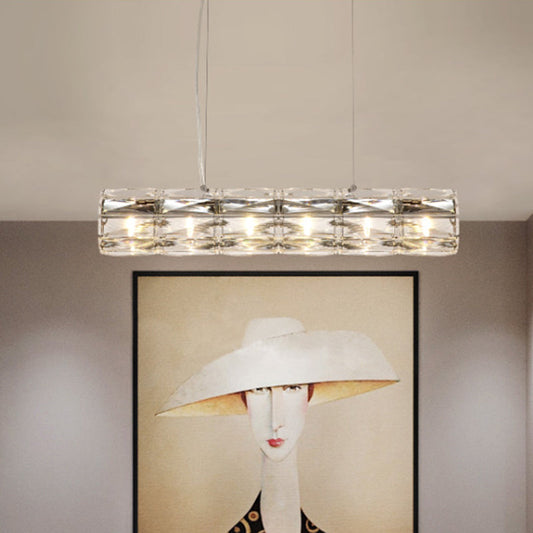 Modern Crystal Tube Island Light With 6/8 Bulb Suspension - Clear And Stylish 6 /