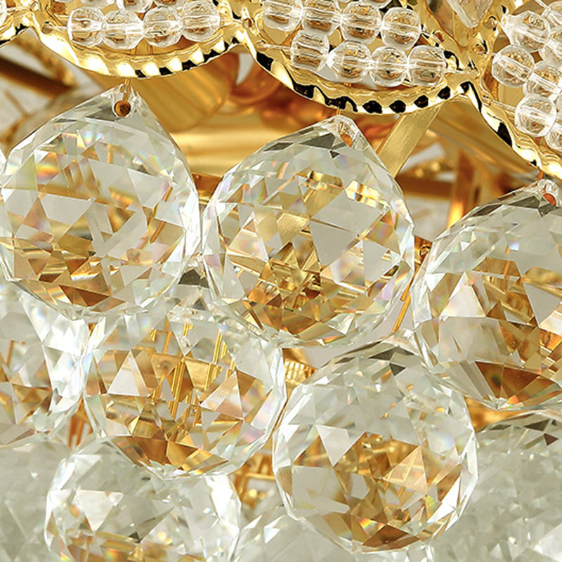 Contemporary Gold Ceiling Light with 3 Bulbs, Crystal Ball Flush Mount for Bedroom