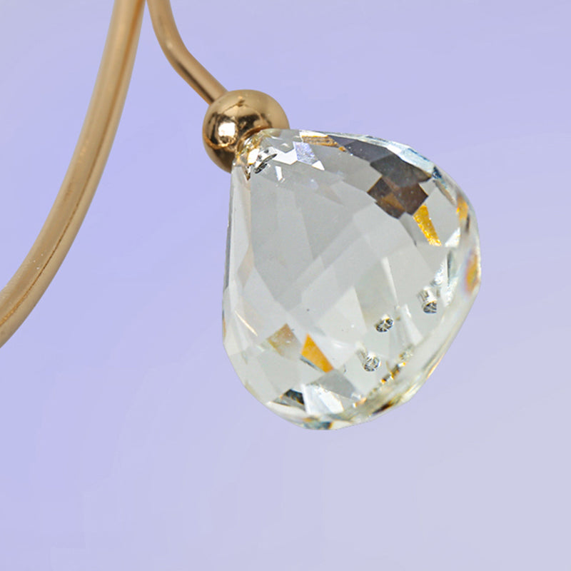 Modern Led Gold Metal Pendant Lamp With Crystal Accent - Circle Design