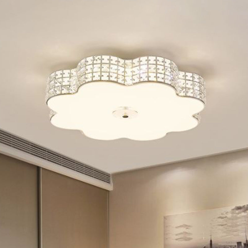 Silver Flower Ceiling Lamp: Simple Style LED Flush Mount Light Fixture for Bedroom - 12"/16"/19.5" Wide