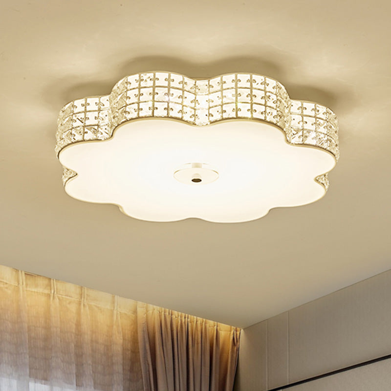 Silver Flower Ceiling Lamp: Simple Style LED Flush Mount Light Fixture for Bedroom - 12"/16"/19.5" Wide