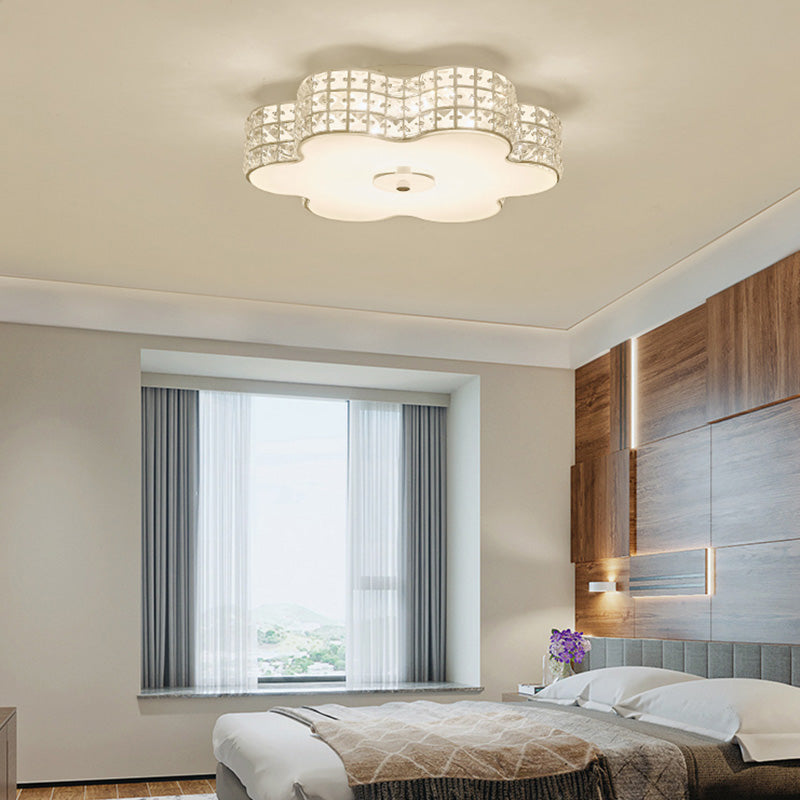 Silver Flower Ceiling Lamp: Simple Style LED Flush Mount Light Fixture for Bedroom - 12"/16"/19.5" Wide