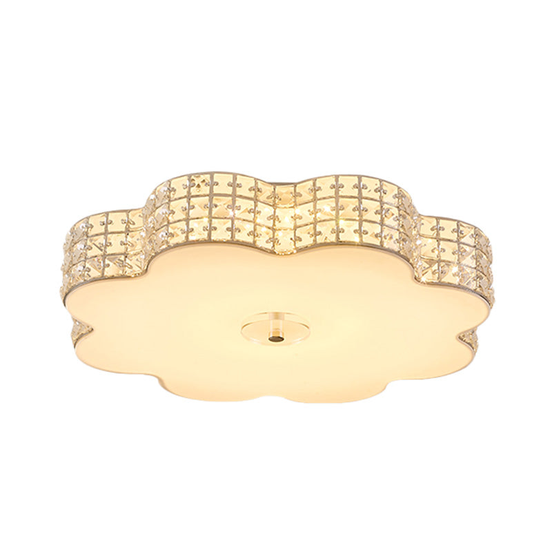 Silver Flower Ceiling Lamp: Simple Style LED Flush Mount Light Fixture for Bedroom - 12"/16"/19.5" Wide