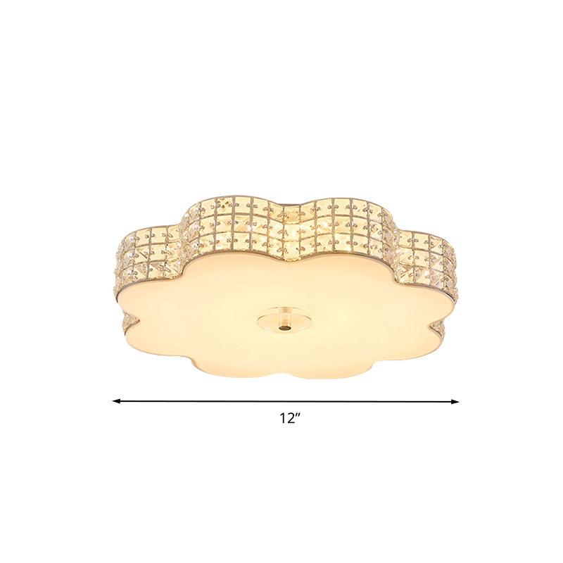 Silver Flower Ceiling Lamp: Simple Style LED Flush Mount Light Fixture for Bedroom - 12"/16"/19.5" Wide