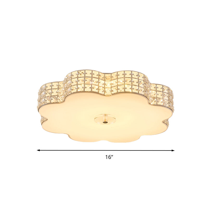 Silver Flower Ceiling Lamp: Simple Style LED Flush Mount Light Fixture for Bedroom - 12"/16"/19.5" Wide