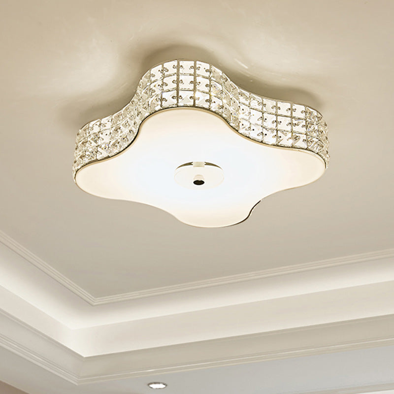 Simple Silver Flush Mount LED Ceiling Light with K9 Crystal for Starfish Bedroom - Available in 3 Sizes