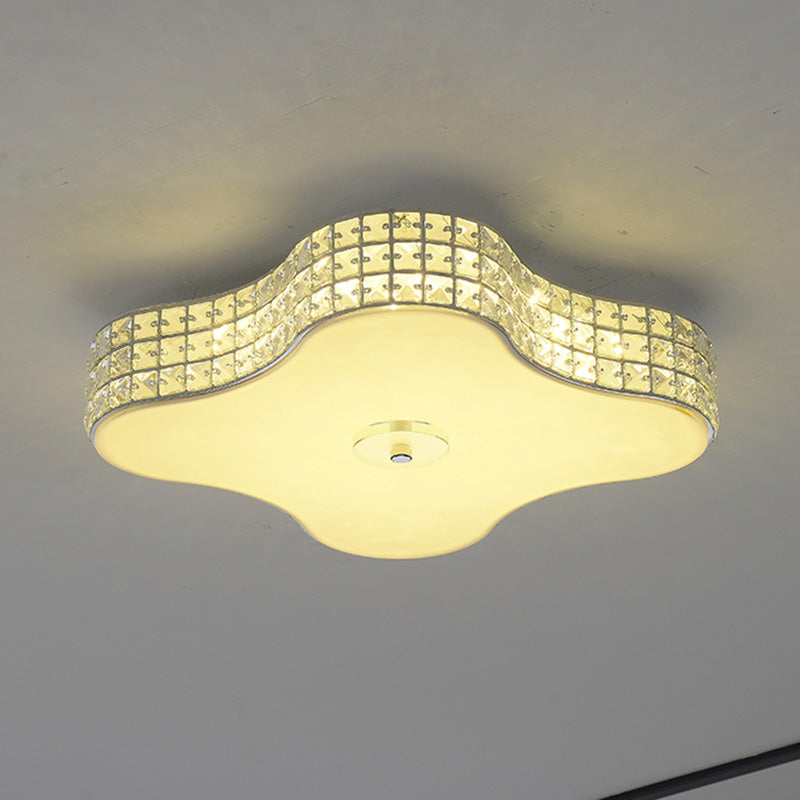 Simple Silver Flush Mount LED Ceiling Light with K9 Crystal for Starfish Bedroom - Available in 3 Sizes