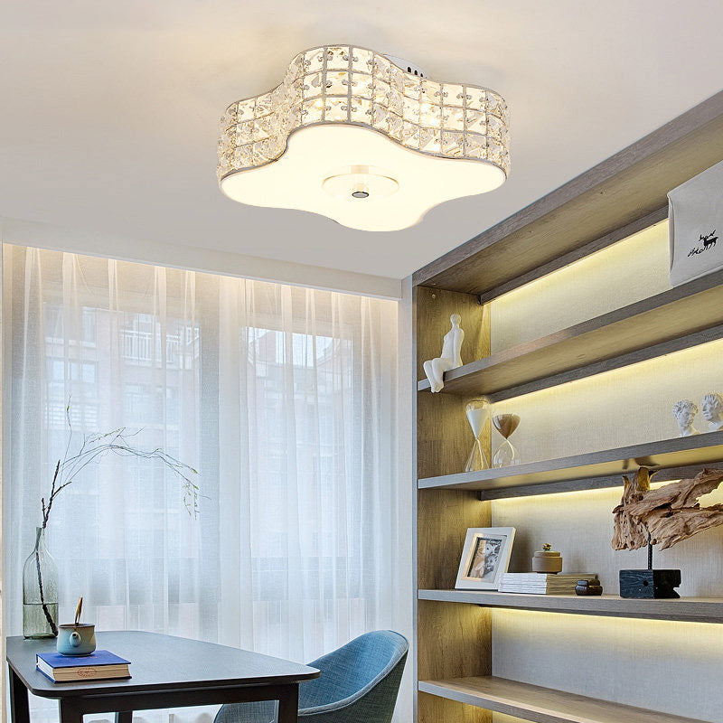 Simple Silver Flush Mount LED Ceiling Light with K9 Crystal for Starfish Bedroom - Available in 3 Sizes
