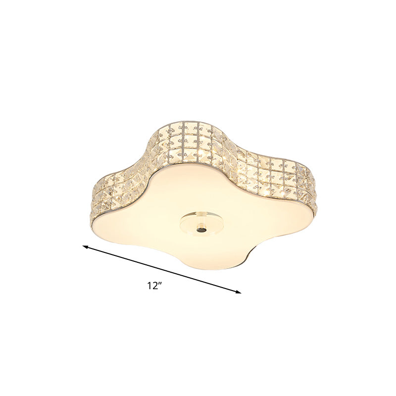 Simple Silver Flush Mount LED Ceiling Light with K9 Crystal for Starfish Bedroom - Available in 3 Sizes