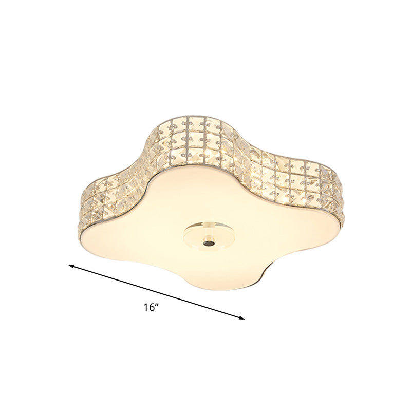 Simple Silver Flush Mount LED Ceiling Light with K9 Crystal for Starfish Bedroom - Available in 3 Sizes