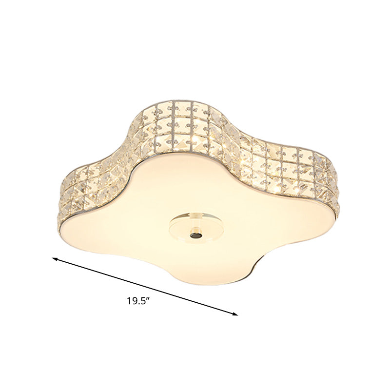 Simple Silver Flush Mount LED Ceiling Light with K9 Crystal for Starfish Bedroom - Available in 3 Sizes