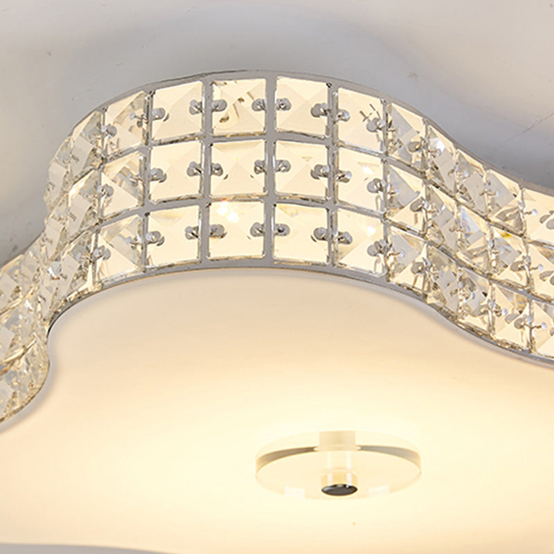 Simple Silver Flush Mount LED Ceiling Light with K9 Crystal for Starfish Bedroom - Available in 3 Sizes