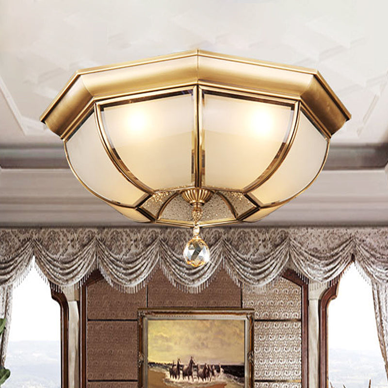 Plafonnier en verre dépoli - 3/4 lumières traditionnelles - Laiton - 14"/18" - Lampe encastrée pour salon