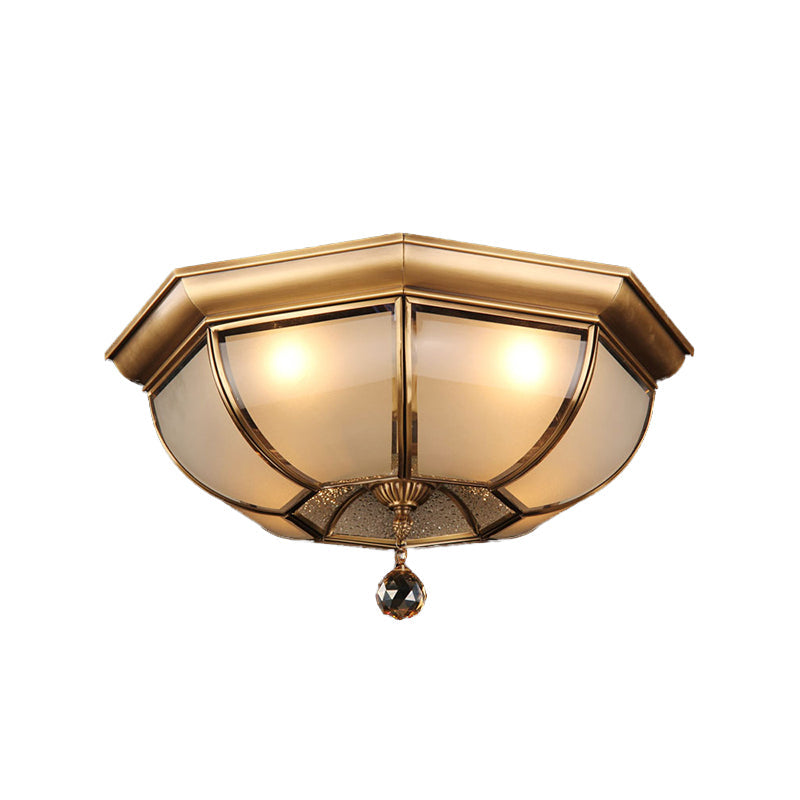 Plafonnier en verre dépoli - 3/4 lumières traditionnelles - Laiton - 14"/18" - Lampe encastrée pour salon
