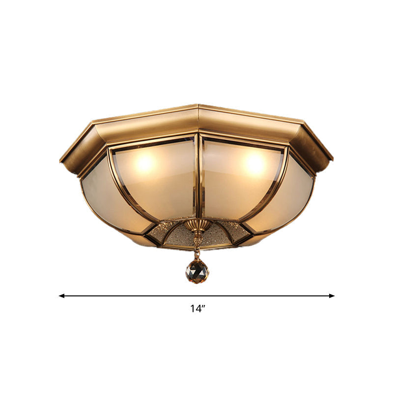 Plafonnier en verre dépoli - 3/4 lumières traditionnelles - Laiton - 14"/18" - Lampe encastrée pour salon