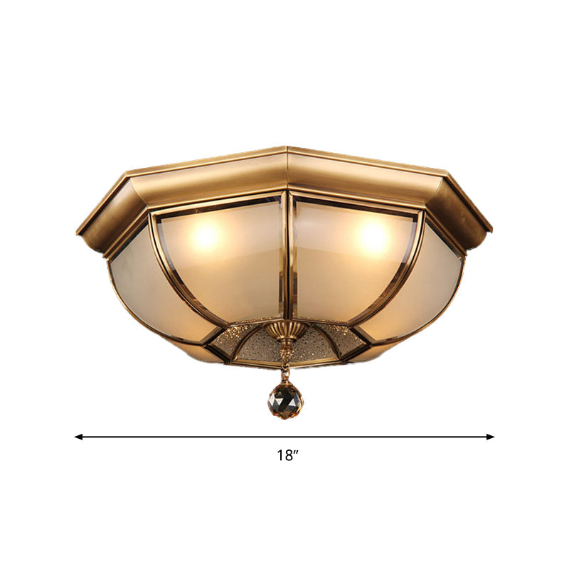 Plafonnier en verre dépoli - 3/4 lumières traditionnelles - Laiton - 14"/18" - Lampe encastrée pour salon