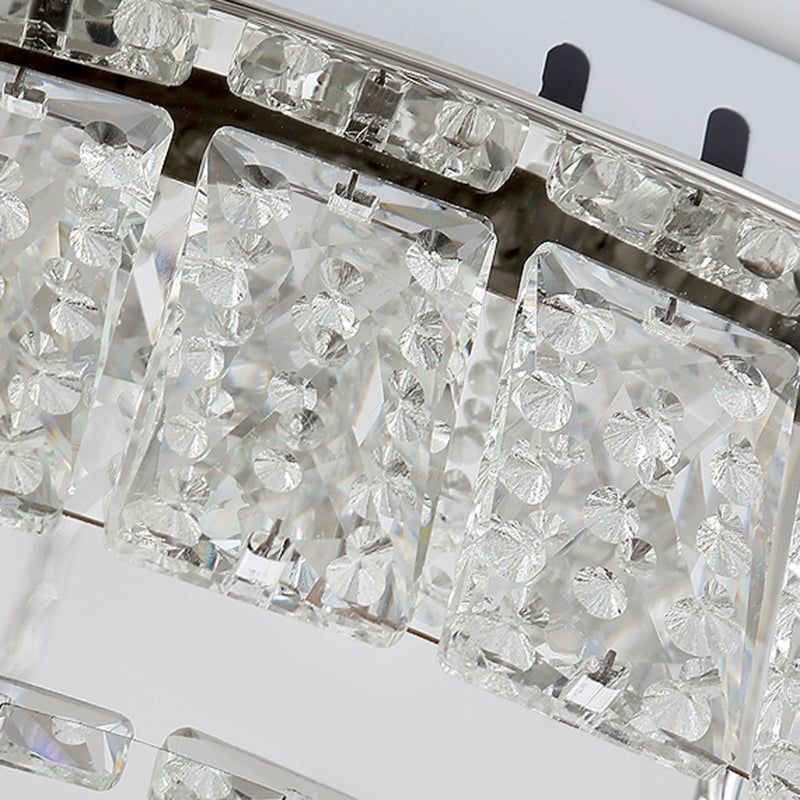 Sleek Nickel Circular Ceiling Light Fixture: Simple Style with K9 Crystal, LED Flush Mount