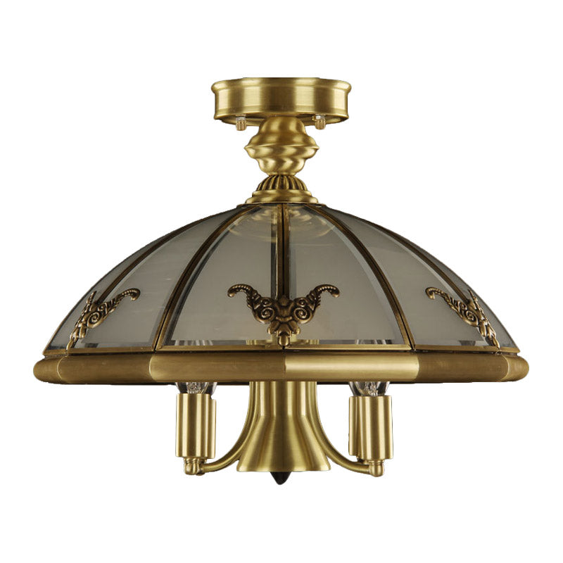 Plafonnier vintage en laiton en forme de mouton/ovale - 5 ampoules, éclairage semi-encastré en verre opale soufflé à la bouche pour chambre à coucher