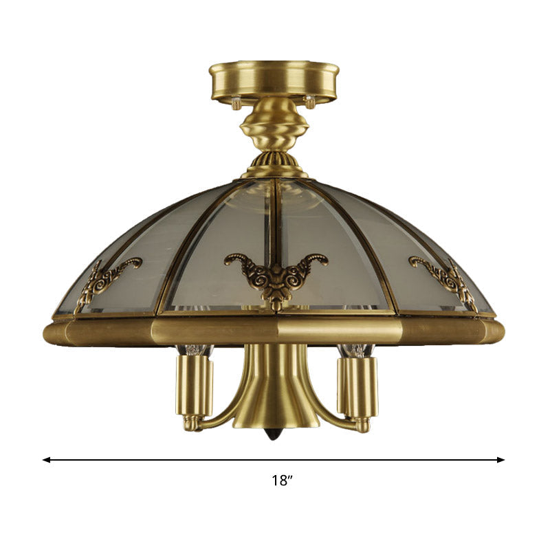 Plafonnier vintage en laiton en forme de mouton/ovale - 5 ampoules, éclairage semi-encastré en verre opale soufflé à la bouche pour chambre à coucher