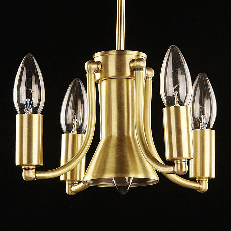 Vintage Brass Sheep/Oval Ceiling Light Fixture - 5 Bulbs Mouth Blown Opal Glass Semi Flush Mount