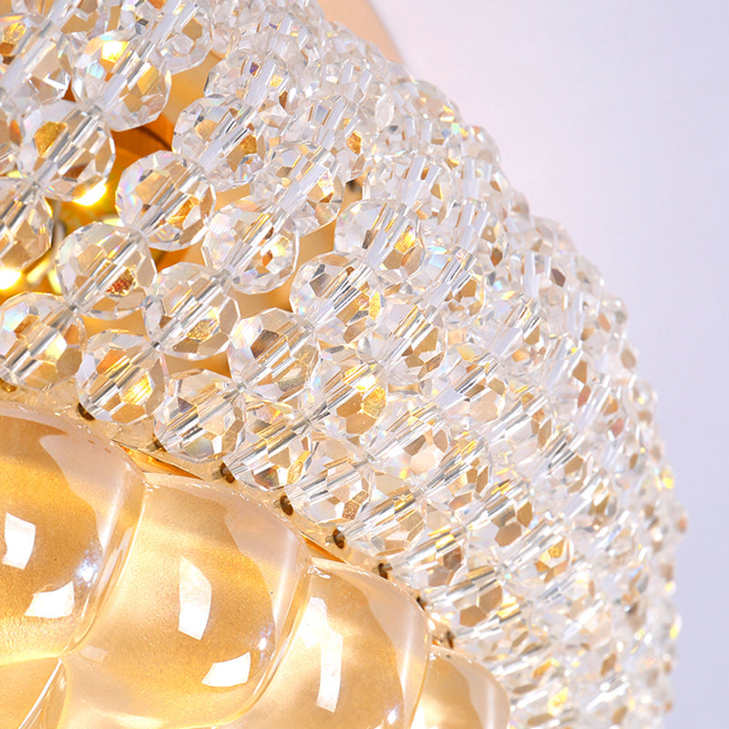 Sleek Crystal Beaded LED Flush Mount Ceiling Lamp - 14"/18" Wide - White/Warm Light