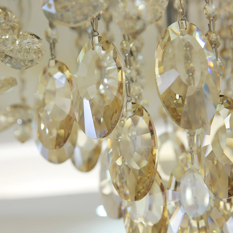 Simple Style White Scalloped Flush Mount Light with Crystal Drops (6/8 Heads)