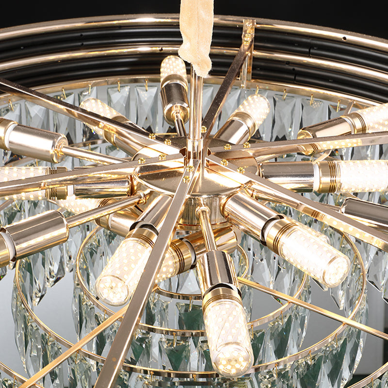 Modern 3-Tier Round Crystal Chandelier - Black, 9/11 Heads, 18"/21.5" Wide Pendant Light