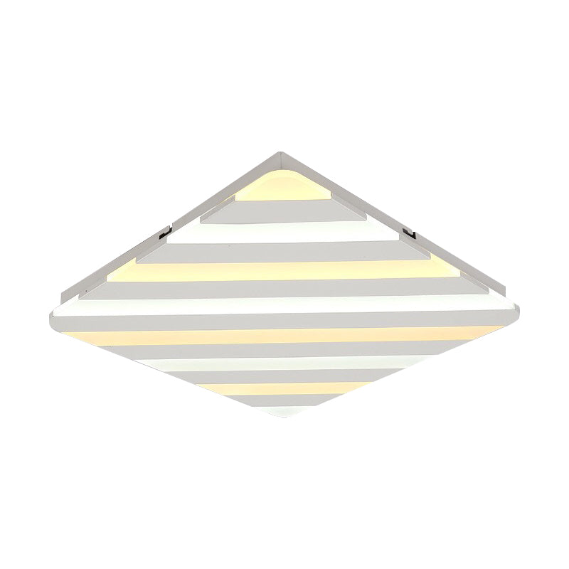 Modern White LED Rhombus Ceiling Light for Bedroom - 19.5"/23.5" Wide Flush Mount
