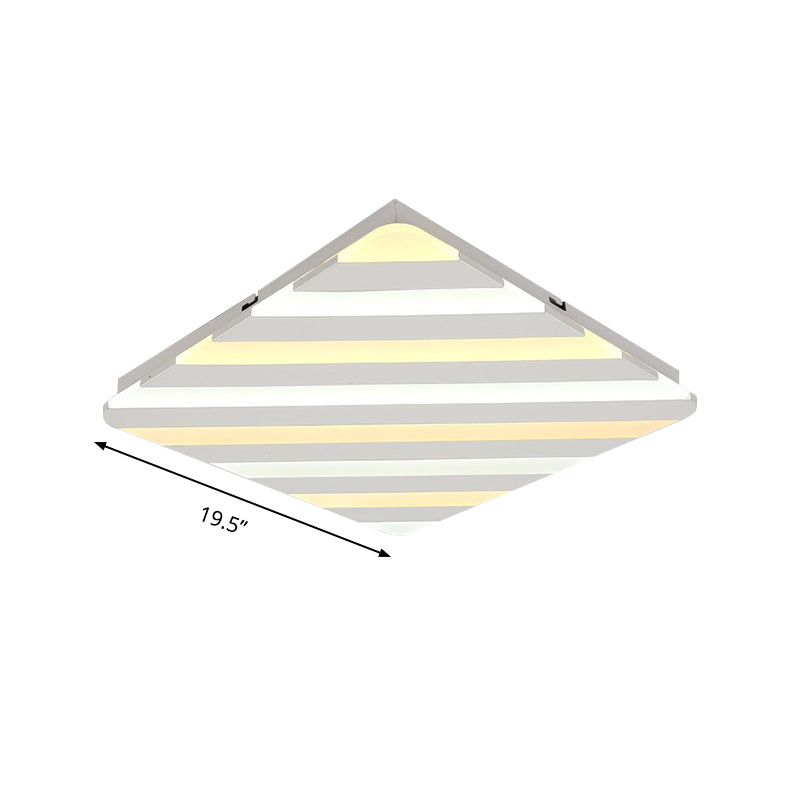 Modern White LED Rhombus Ceiling Light for Bedroom - 19.5"/23.5" Wide Flush Mount